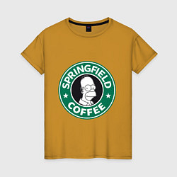 Футболка хлопковая женская Springfield Coffee, цвет: горчичный
