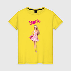 Футболка хлопковая женская Барби на прогулке, цвет: желтый