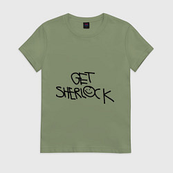 Футболка хлопковая женская Get sherlock, цвет: авокадо