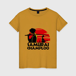 Футболка хлопковая женская Самурай Champloo закат, цвет: горчичный