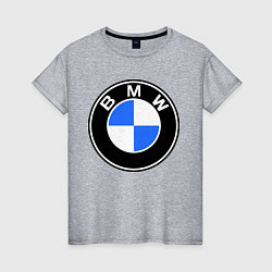 Футболка хлопковая женская Logo BMW, цвет: меланж