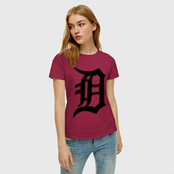 Футболка хлопковая женская Detroit Tigers, цвет: маджента — фото 2