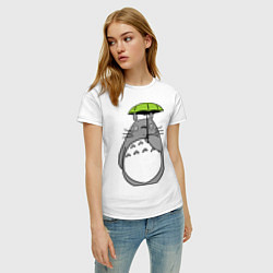 Футболка хлопковая женская Totoro с зонтом, цвет: белый — фото 2