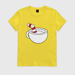 Футболка хлопковая женская Red Cuphead, цвет: желтый