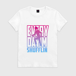 Футболка хлопковая женская Everyday I'm shuffling, цвет: белый
