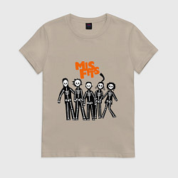 Футболка хлопковая женская Misfits Skeletons, цвет: миндальный