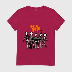Футболка хлопковая женская Misfits Skeletons, цвет: маджента