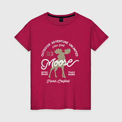 Футболка хлопковая женская Mosse: Trade Mark, цвет: маджента