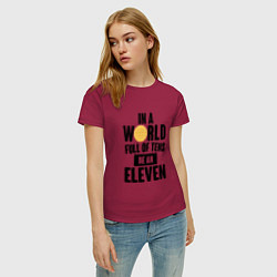 Футболка хлопковая женская Be A Eleven, цвет: маджента — фото 2