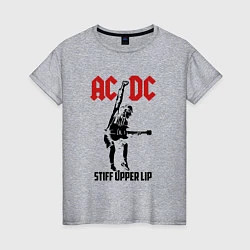 Футболка хлопковая женская AC/DC: Stiff Upper Lip, цвет: меланж