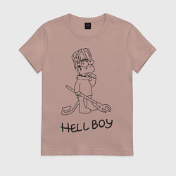 Футболка хлопковая женская Bart: Hell Boy, цвет: пыльно-розовый