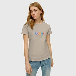 Футболка хлопковая женская Google, цвет: миндальный — фото 2