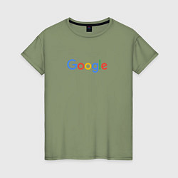 Футболка хлопковая женская Google, цвет: авокадо