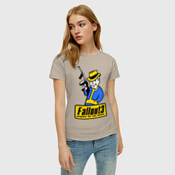Футболка хлопковая женская Fallout 3 Man, цвет: миндальный — фото 2