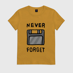 Футболка хлопковая женская Never Forget, цвет: горчичный