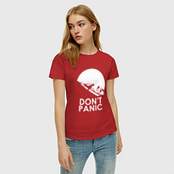 Футболка хлопковая женская Elon: Don't Panic, цвет: красный — фото 2