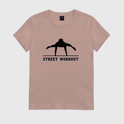 Футболка хлопковая женская Street workout v, цвет: пыльно-розовый