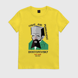 Футболка хлопковая женская Dostoevsky Crime, цвет: желтый