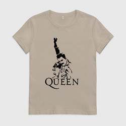 Футболка хлопковая женская Queen: Rock You, цвет: миндальный