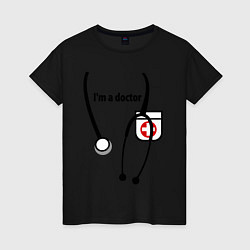 Футболка хлопковая женская I m doctor, цвет: черный