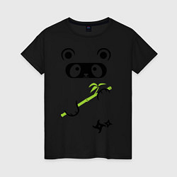 Футболка хлопковая женская Panda ninja, цвет: черный