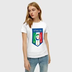 Футболка хлопковая женская Italia FIGC, цвет: белый — фото 2