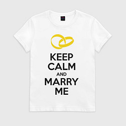 Футболка хлопковая женская Keep Calm & Marry Me, цвет: белый