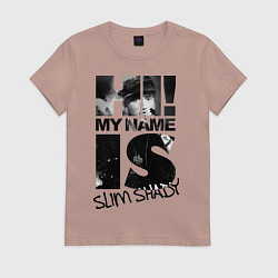 Футболка хлопковая женская My name is slim shady, цвет: пыльно-розовый