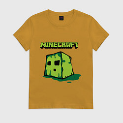 Футболка хлопковая женская Minecraft Creeper, цвет: горчичный