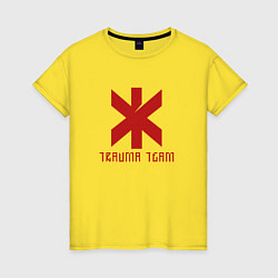 Футболка хлопковая женская Cyberpunk 2077: TRAUMA TEAM, цвет: желтый