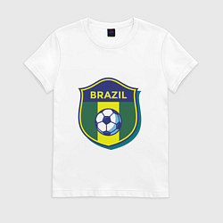 Футболка хлопковая женская Brazil Football, цвет: белый