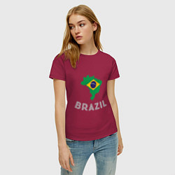 Футболка хлопковая женская Brazil Country, цвет: маджента — фото 2