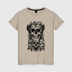 Футболка хлопковая женская Slayer Skulls, цвет: миндальный