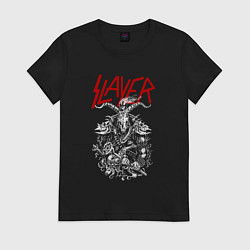 Футболка хлопковая женская Slayer: Devil Goat, цвет: черный