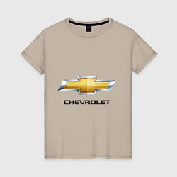 Футболка хлопковая женская Chevrolet логотип, цвет: миндальный