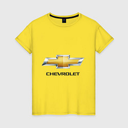 Футболка хлопковая женская Chevrolet логотип, цвет: желтый