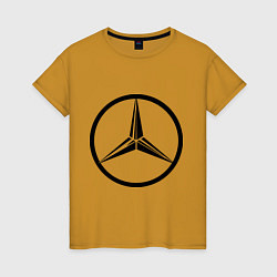 Футболка хлопковая женская Mercedes-Benz logo, цвет: горчичный