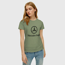 Футболка хлопковая женская Logo Mercedes-Benz, цвет: авокадо — фото 2