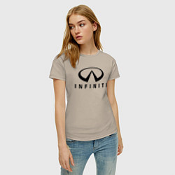 Футболка хлопковая женская Infiniti logo, цвет: миндальный — фото 2