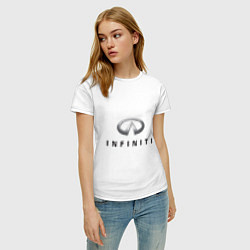 Футболка хлопковая женская Logo Infiniti, цвет: белый — фото 2