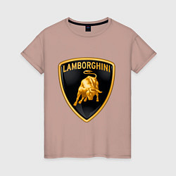 Футболка хлопковая женская Lamborghini logo, цвет: пыльно-розовый