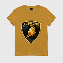 Футболка хлопковая женская Lamborghini logo, цвет: горчичный