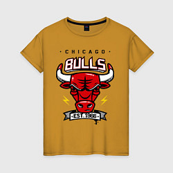 Футболка хлопковая женская Chicago Bulls est. 1966, цвет: горчичный