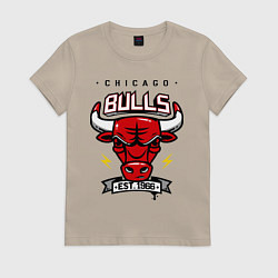 Футболка хлопковая женская Chicago Bulls est. 1966, цвет: миндальный