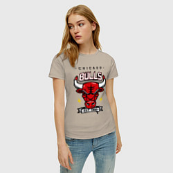 Футболка хлопковая женская Chicago Bulls est. 1966, цвет: миндальный — фото 2