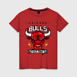 Футболка хлопковая женская Chicago Bulls est. 1966, цвет: красный