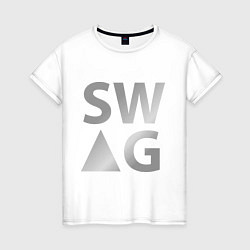 Футболка хлопковая женская SWAG metallic, цвет: белый