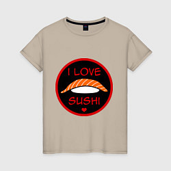 Футболка хлопковая женская Love Sushi, цвет: миндальный