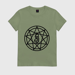 Футболка хлопковая женская Slipknot Pentagram, цвет: авокадо