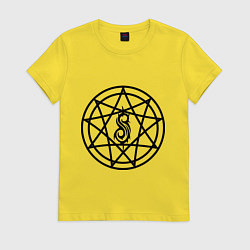 Футболка хлопковая женская Slipknot Pentagram, цвет: желтый
